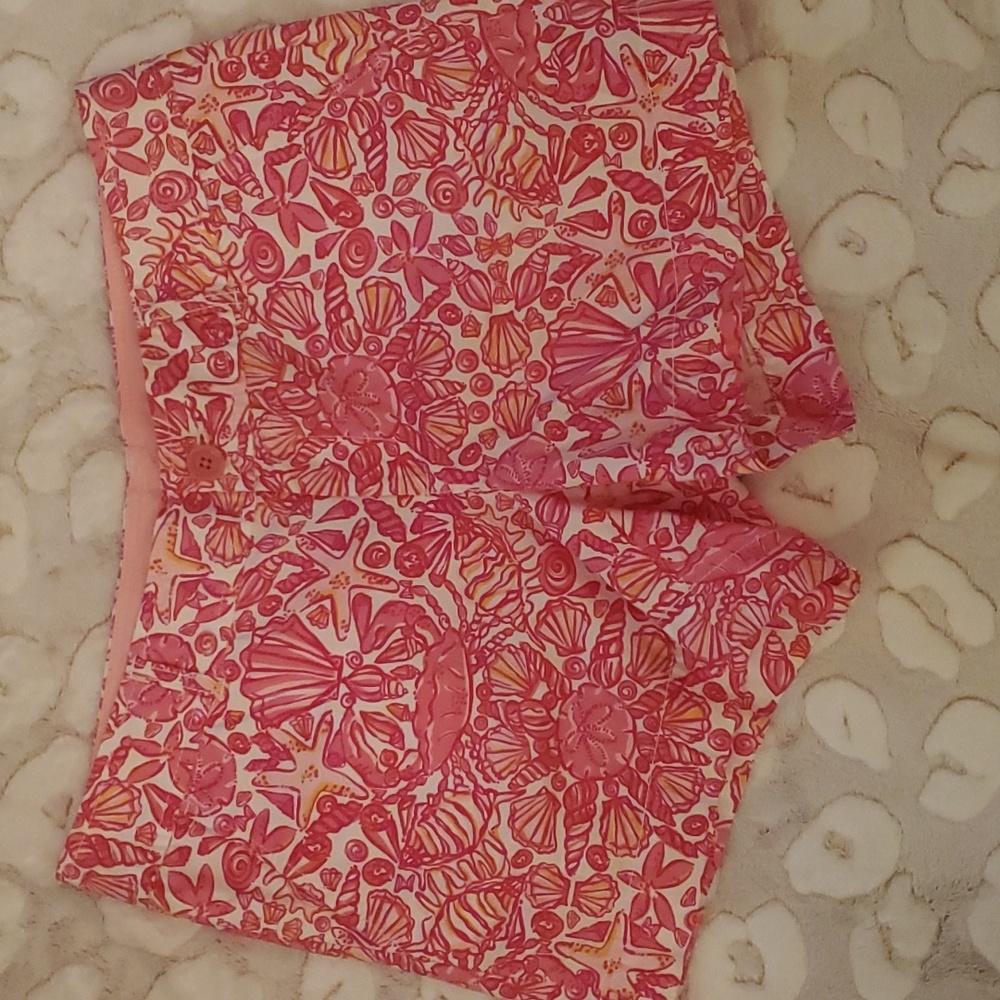 Lilly Pulitzer Callahan Shorts Sailors Valentine Mini Hotty Pink Shells Size 10